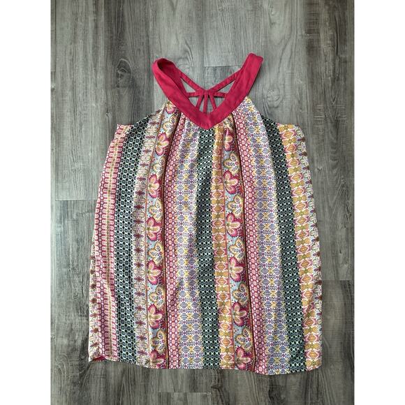 Rose + Olive Womens V Neck Sleeveless Sun Dress Pink Sundress Size Medium ML - Picture 1 of 7